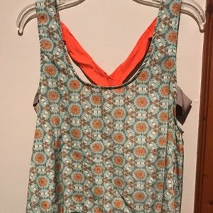 Teal, gray and coral tank top